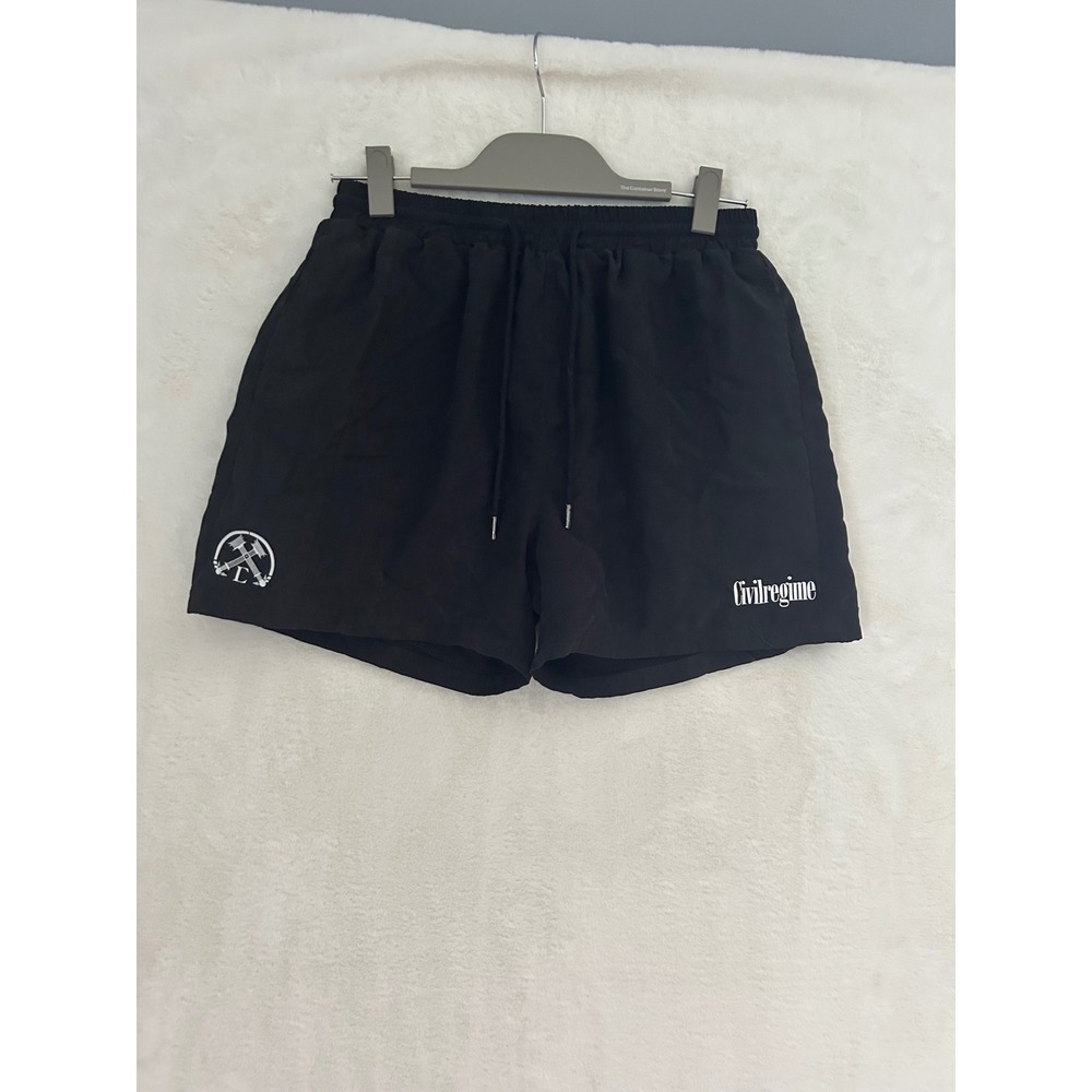 Civil Regime Mens Athletic Shorts Black Mesh Lined Drawstring Pockets Size M